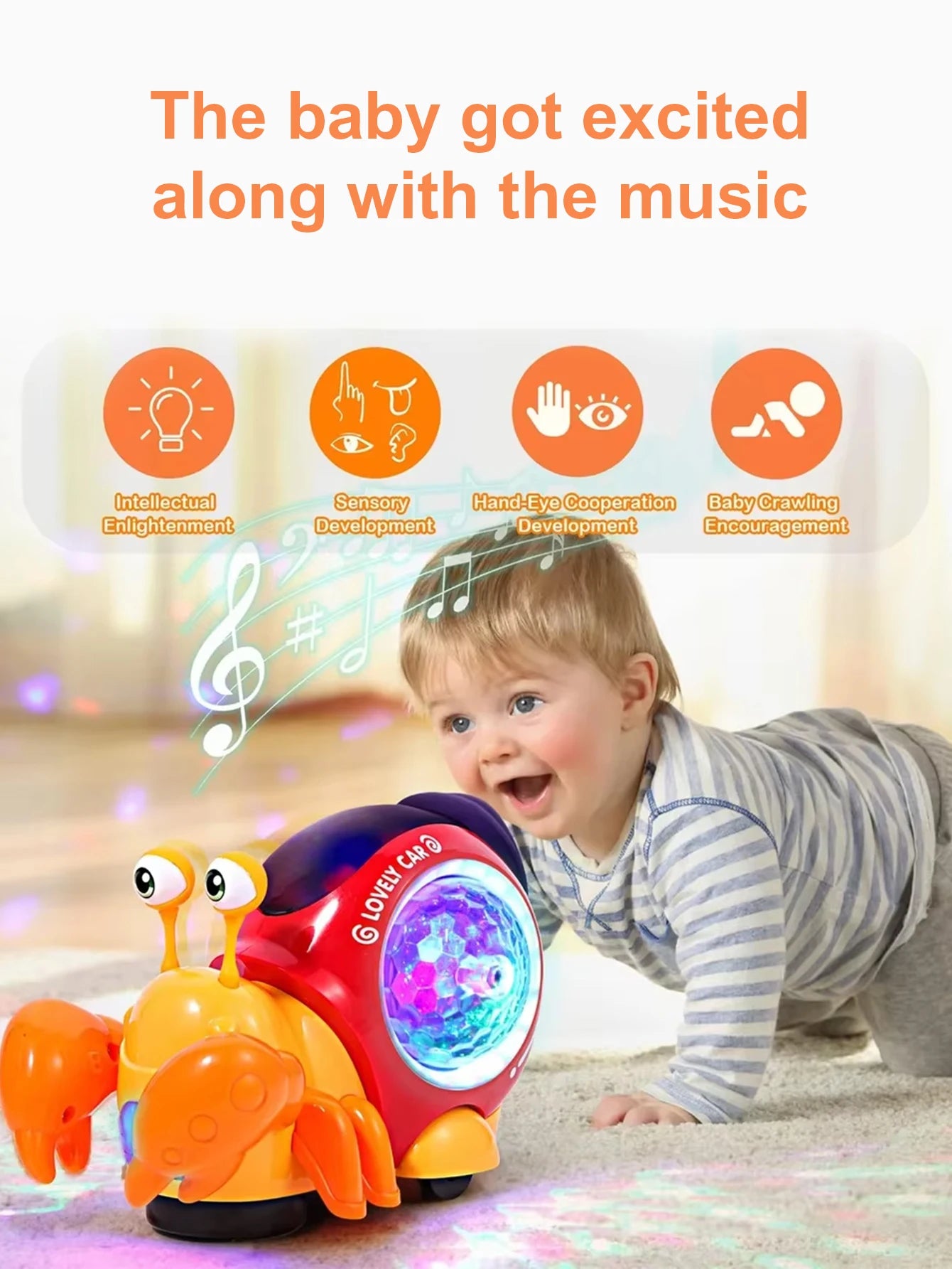 Children's electric universal snail hermit crab light music detachable electric puzzle early education toy without battery