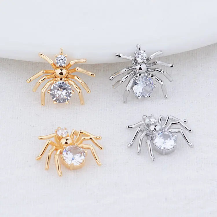 Breloques araignées plaquées or véritable 14 carats et zircone, 15 x 13 mm, fournitures de fabrication de bijoux, accessoires de bricolage