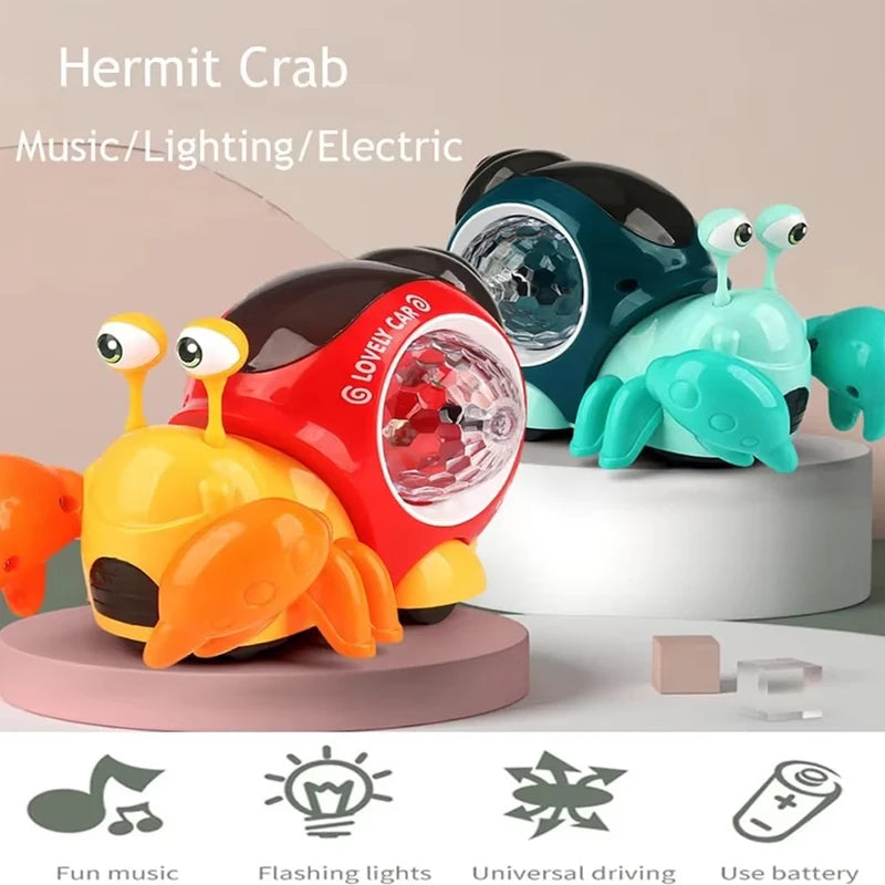 Children's electric universal snail hermit crab light music detachable electric puzzle early education toy without battery