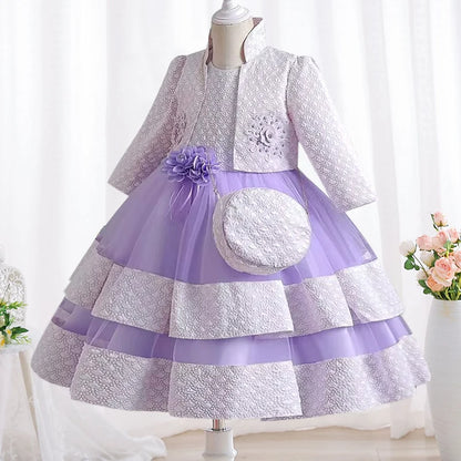 New Girls' Dress Two Piece Set 3-10 Years Old Gorgeous Christmas Performance Dress Autumn Girls' Party Prom Dress