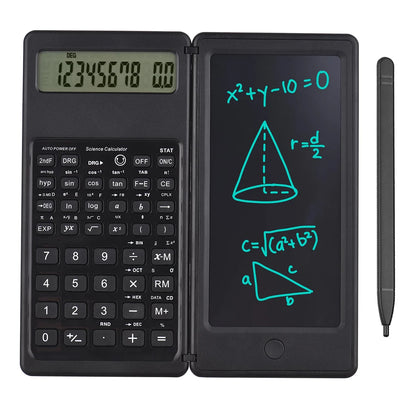 Tablette d'écriture LCD 6 pouces, bloc-notes numérique, calculatrice pliable, écran 10 chiffres, stylet, bouton d'effacement, fonction de verrouillage