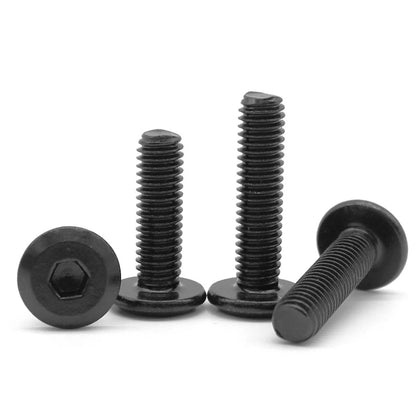 Lot de 10, 20 ou 50 vis à tête plate hexagonale à six pans creux en acier au carbone noir M3 M4 M5 M6 M8 pour meubles