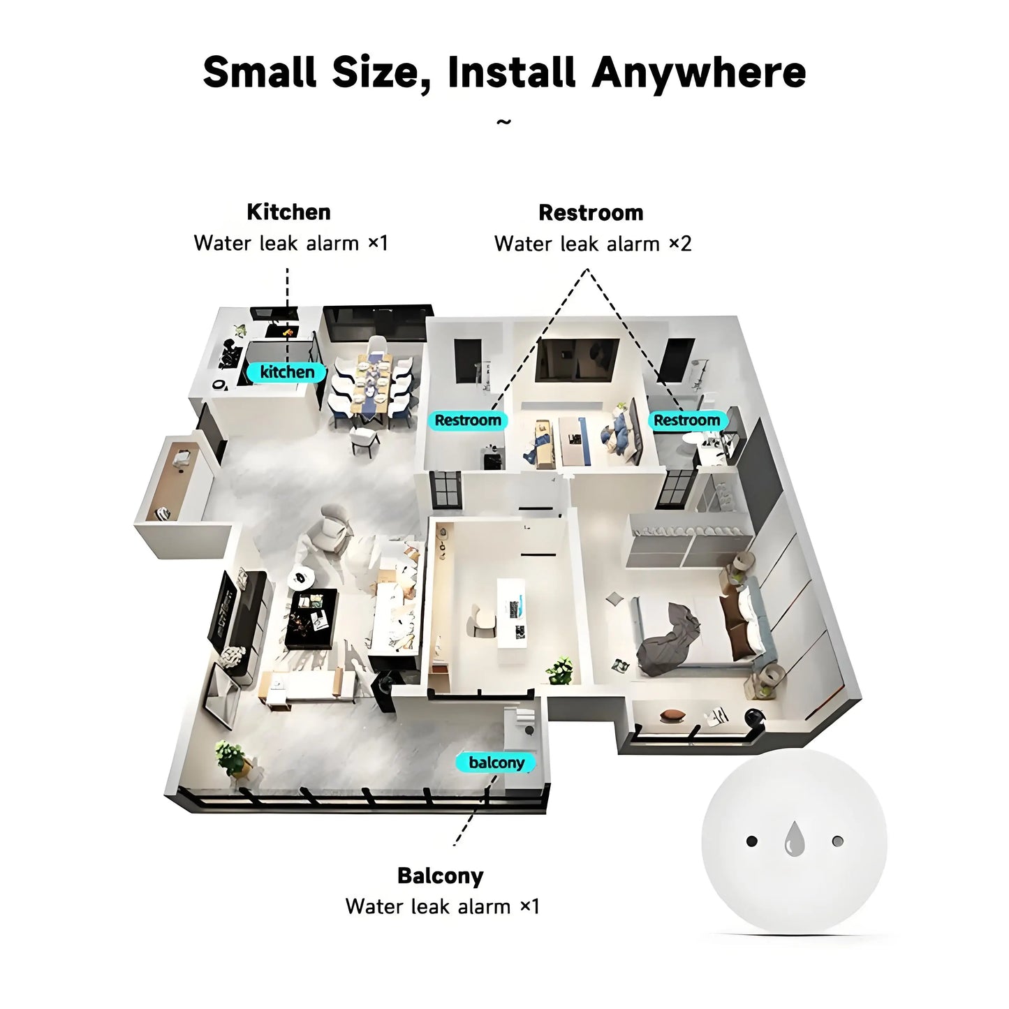 Zigbee Water Sensor Tuya Leak Flood Detector App Remote Monitoring for Kitchen/Bathroom Support Home Assistant