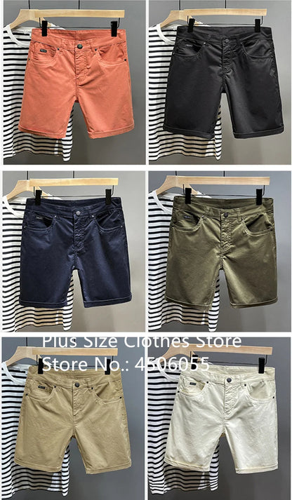 Cotton Shorts Men Summer Plus Size 46 44 42 40 Loose Thin Stretched Black Beige Students Blue Casual Half Trousers Streetwear