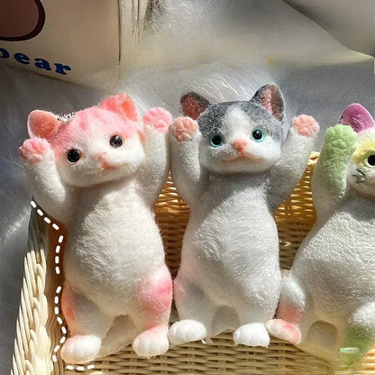 Squishy Cat Stress Relief Decor Taba Shocked Kitten Fidget Doll Soft Squeeze Plush for Pet Lovers, Home Office Decor Relax Gift