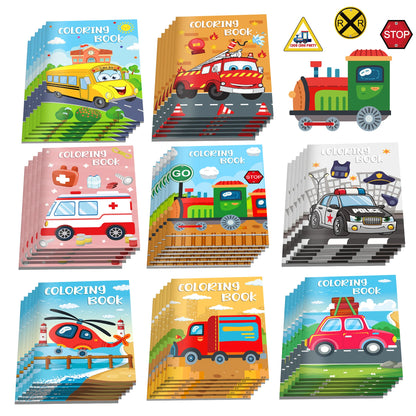 16pcs Vehicle Theme Coloring Books Graffiti Aircraft Fire Truck Pattern DIY Drawing Painting Books For Kids Gifts Party Supplies