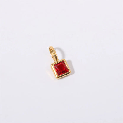 Nouveautés en acier inoxydable, breloques avec 12 pierres de naissance pour femmes et filles, pendentifs carrés colorés à la mode, accessoires de bijoux DIY