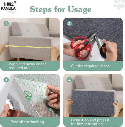 Tapis griffoir mural antidérapant et auto-adhésif pour chat, protection durable et découpable pour meubles d'intérieur