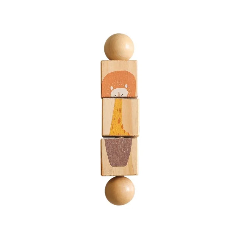 1pc Baby Wooden Rattle Toys Rotating Animal Matching Newborn Soothing Toy 0 12 Months Rotating Puzzle Montessori Toys for Babys