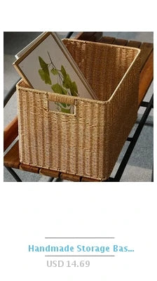 Boîte de rangement tissée à la main Grand panier Rangement de vêtements tissés Cuisine Chambre Salon Vêtements Épicerie Articles divers Organisateur