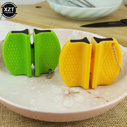 Mini Knife Sharpener Rough and Delicate Double sided Sharpener Portable Ceramic Sharpener Pocket Outdoor Camping and Hiking