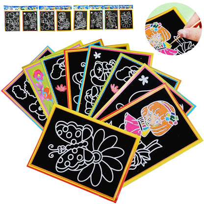 1-10pcs Dazzling Kids Scratch Drawing Set Pupil Puzzle Scratch Drawing Toys Kindergarten Early Education DIY Handmade Color Gift