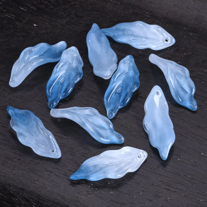 Lot de 10 pétales longs en forme de feuille, 34 x 12 mm, perles en verre de cristal faites à la main, pour la fabrication de bijoux, loisirs créatifs
