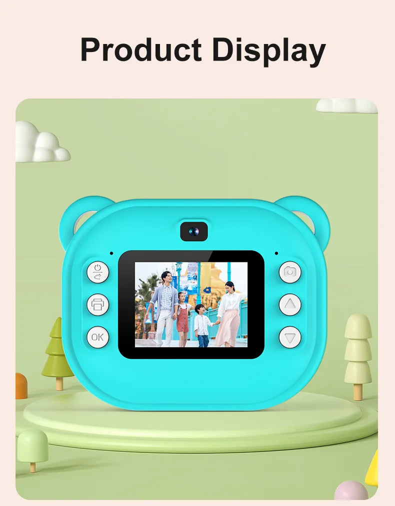 Kids Instant Print Camera Mini Digital Camera Photography Video Camera Toys Inkless Printing Thermal Print Camera for Girls Boys