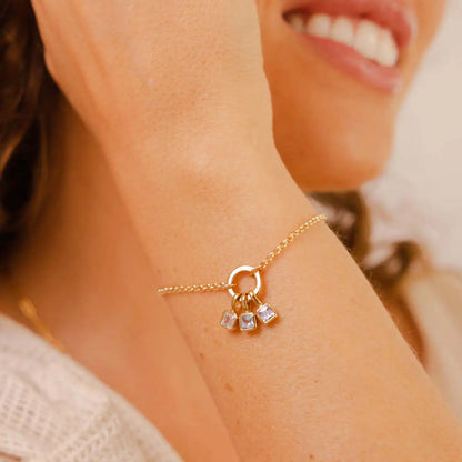 Nouveautés en acier inoxydable, breloques avec 12 pierres de naissance pour femmes et filles, pendentifs carrés colorés à la mode, accessoires de bijoux DIY