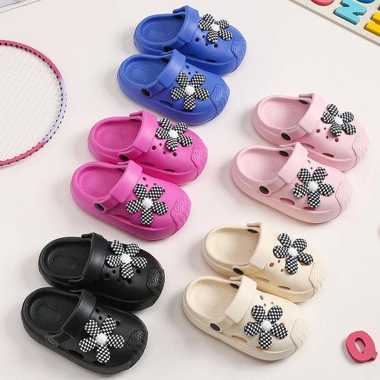 Chaussons de jardin pour enfants, jolies sandales à fleurs, sandales d'été pour garçons et filles, légères, tendance, antidérapantes, pour la plage