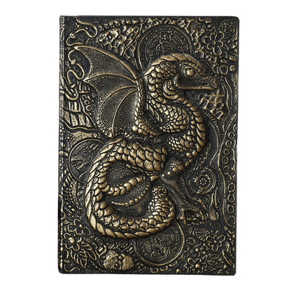Carnet de notes A5 en relief avec motif dragon volant 3D, fait à la main, couverture en cuir, cadeau pour homme, voyage, pensées, notes, poésie