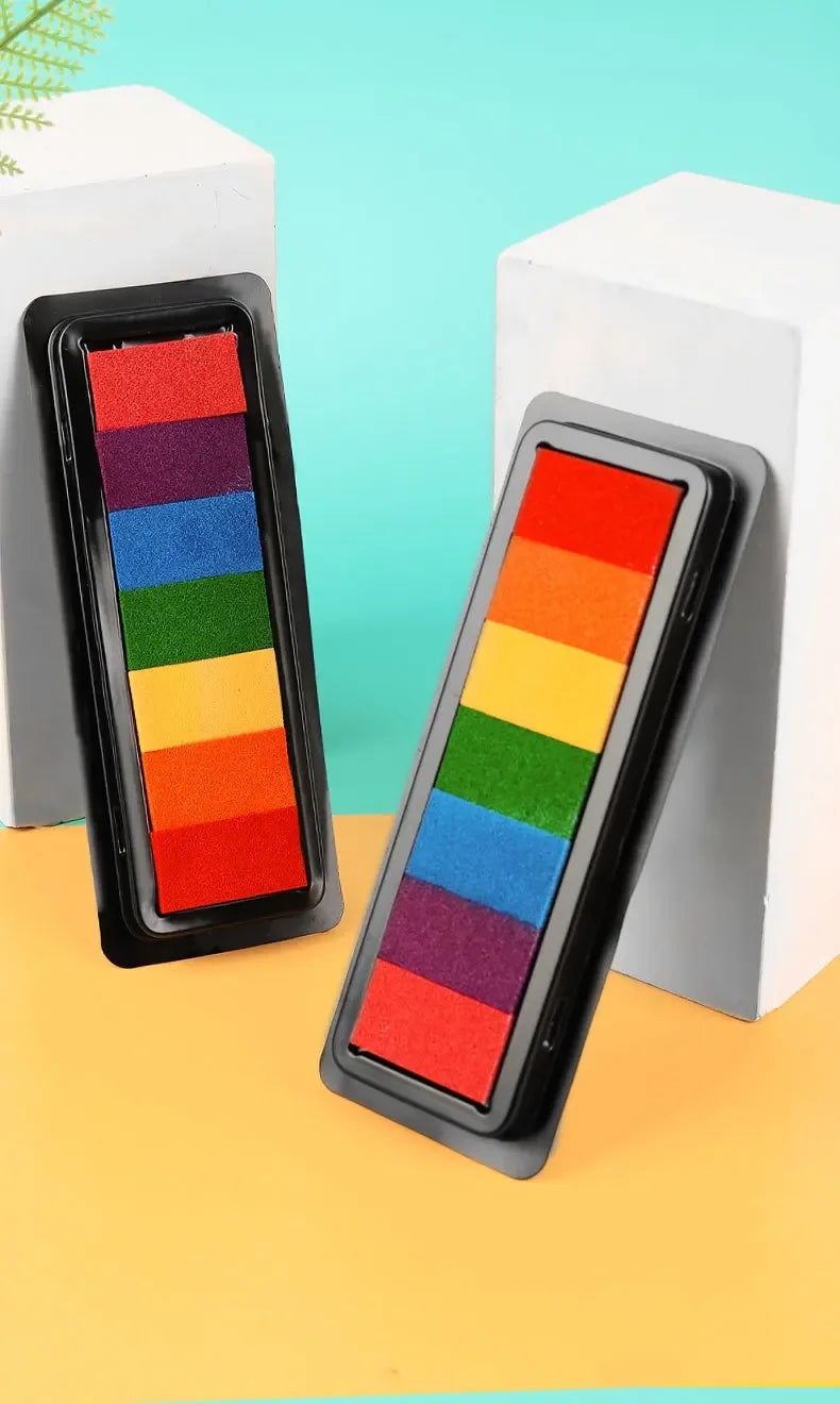 Kindergarten Creative Palm Finger Paint Ink Pad Diy Printing Station 7 Colours Kids Graffiti Finger Stamp Pad Stamp Drawing Toys