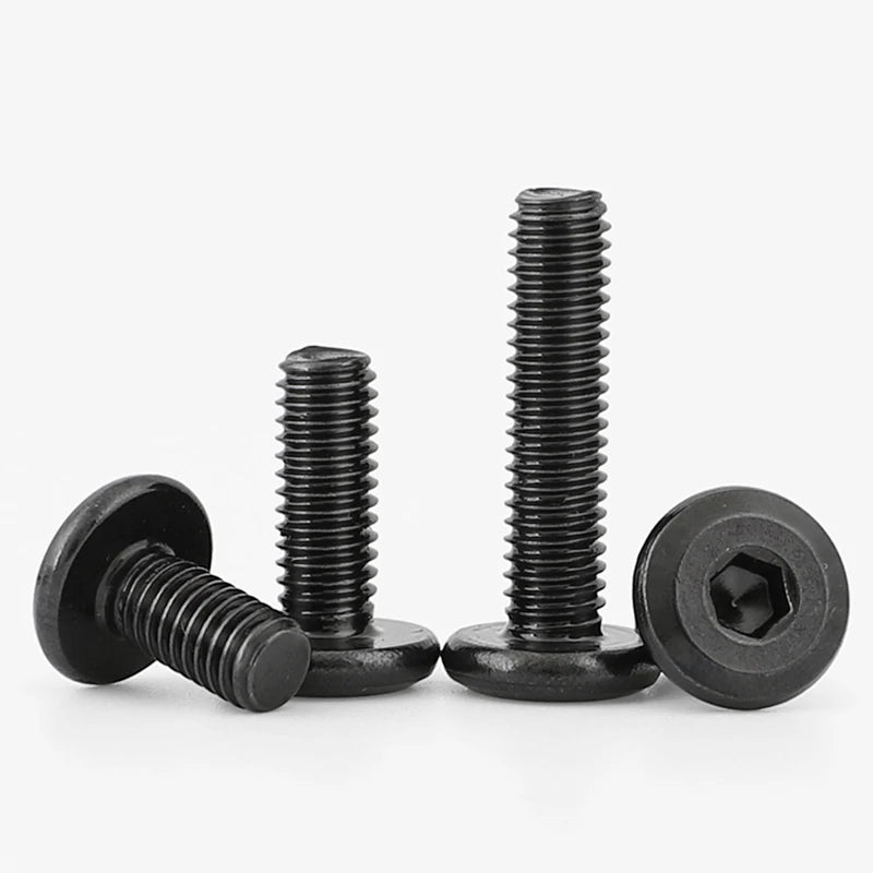Lot de 10, 20 ou 50 vis à tête plate hexagonale à six pans creux en acier au carbone noir M3 M4 M5 M6 M8 pour meubles