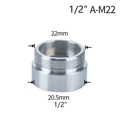Water Faucet Coupler 1/2 To M16 M18 M20 M22 M24 M28 M32 Thread Connector Conversion Tap Adapter Fitting Bubbler Kitchen Bathroom