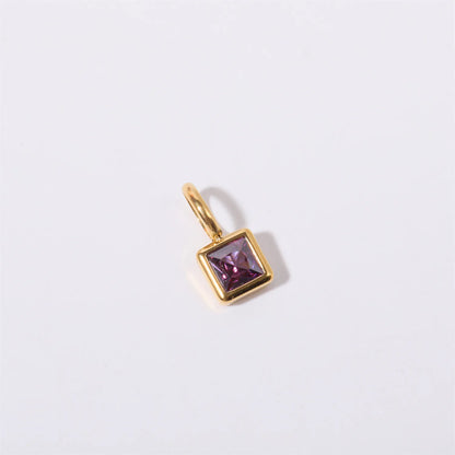 Nouveautés en acier inoxydable, breloques avec 12 pierres de naissance pour femmes et filles, pendentifs carrés colorés à la mode, accessoires de bijoux DIY