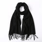 Écharpe tendance pour femme, couleur unie, hijab d'hiver, pompons, long châle, style cachemire, pashmina, bandana