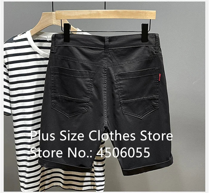 Cotton Shorts Men Summer Plus Size 46 44 42 40 Loose Thin Stretched Black Beige Students Blue Casual Half Trousers Streetwear