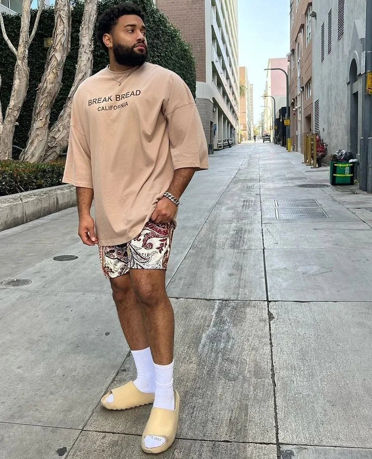 2024Summer New Digital Printing American Sports Casual Shorts Mesh Breathable and Loose Men's Short Shorts