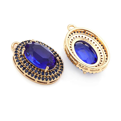 4PCS 18K Gold Color Brass Zircon Glass Oval Charms Pendants Necklace Earrings Diy Jewelry Accessories Rosediy official-website