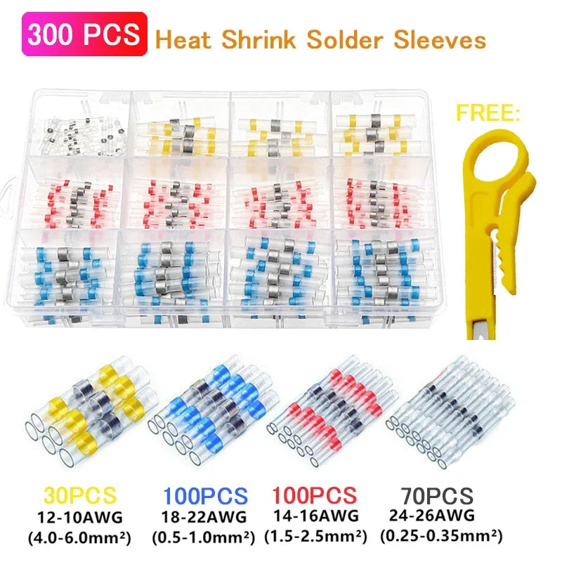 50/100/250PCS Mixed Heat Shrink Connect Terminals Waterproof Solder Sleeve Tube Electrical Wire Insulated Splice Connectors Kit