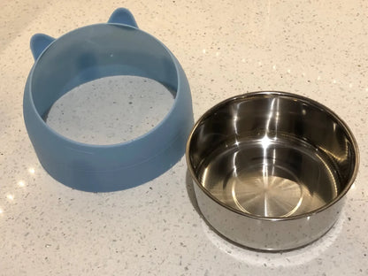Stainless Steel Cats Food Bowls Non-slip Crash Pets Bowls Lovely Inclined Kitten Puppy Food Drinking Water Feeder Premium Design