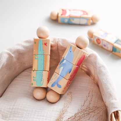 1pc Baby Wooden Rattle Toys Rotating Animal Matching Newborn Soothing Toy 0 12 Months Rotating Puzzle Montessori Toys for Babys