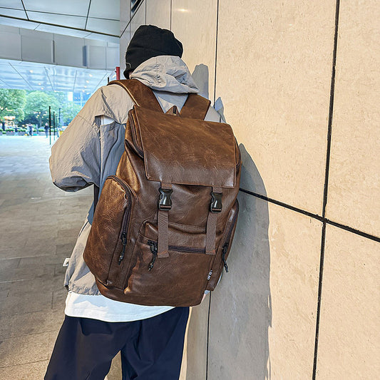 Sac à dos d'ordinateur rétro en cuir de vache pour homme et femme, couleur givrée