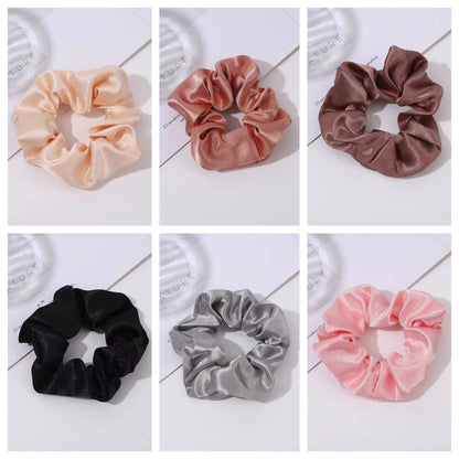 Solid Color Crystal Satin Large Intestine Hair Ring