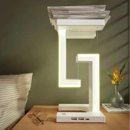Lampe de table suspendue créative à chargement sans fil pour smartphone, lampe d'équilibre flottante pour la maison et la chambre à coucher
