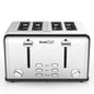 Grille-pain 4 tranches Geek Chef en acier inoxydable à fentes extra-larges avec double panneau de commande pour bagels, décongélation et annulation. Interdiction d'Amazon.