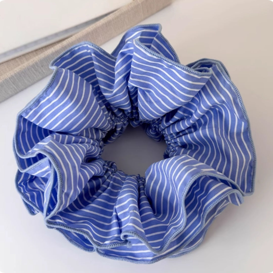 Blue Striped Large Intestine Hairband Ball Head Fabric