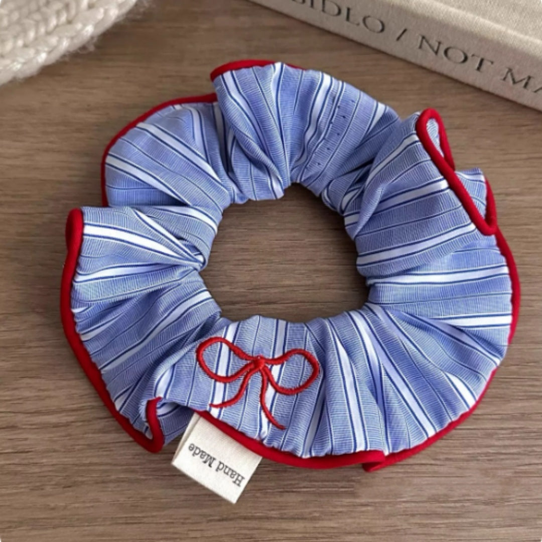 Blue Striped Large Intestine Hairband Ball Head Fabric