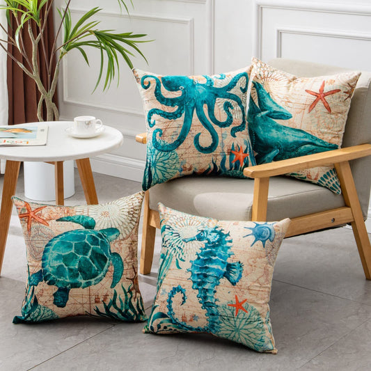 Housses de coussin imprimées tortue de mer, taies d'oreiller décoratives pour canapé, chaise, siège