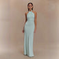 Ins Bodycon Halter Dress Sexy Backless Slim Fit Waist Slimming Maxi Dresses Prom Party Club Clothing For Women